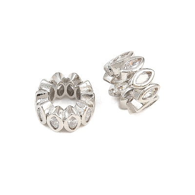 Brass Micro Pave Clear Cubic Zirconia European Beads CU-CBA6A75-15P-1
