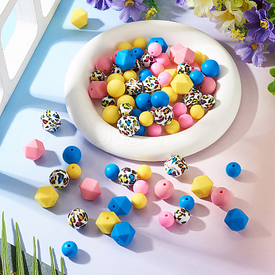 96Pcs 12 Styles Food Grade Eco-Friendly Silicone Beads SIL-TA0003-54-1