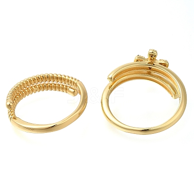 Adjustable Brass Micro Pave Cubic Zirconia Rings Set RJEW-M021-01G-1