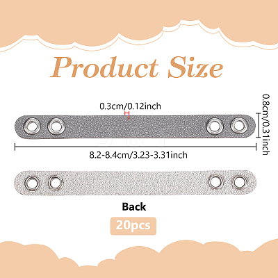 20Pcs Imitation Leather Bag Webbing Straps with Silver Color Plated Metal Eyelets for Bag Accessories DIY-NB0016-35B-1