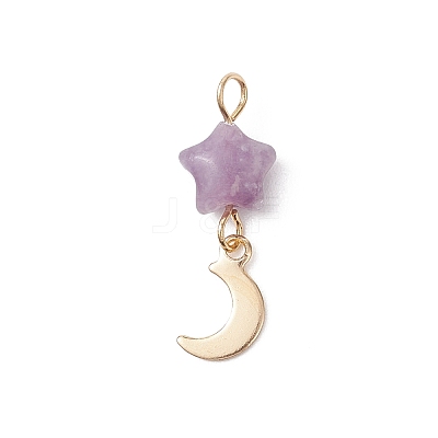 Synthetic Blue Lace Agate & Natural Rose Quartz & Rhodonite & Green Aventurine & Lepidolite Star Pendants PALLOY-JF04757-1