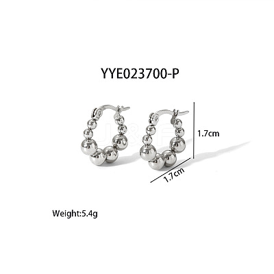 304 Stainless Steel Round Beaded Hoop Earrings for Women SN2323-4-1