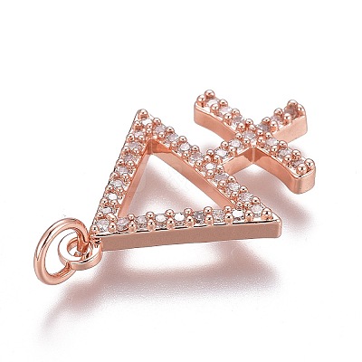 Brass Micro Pave Clear Cubic Zirconia Pendants ZIRC-Z008-25RG-1