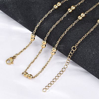 304 Stainless Steel Double Round Rope Chain Necklaces NJEW-C073-06G-1