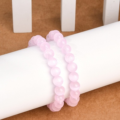 Dyed Natural Selenite Round Beaded Stretch Bracelets for Women G-U005-02I-1