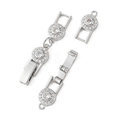 SHEGRACE Brass Micro Pave Clear Cubic Zirconia Fold Oval Clasps XGRQ5S551-845-P-1