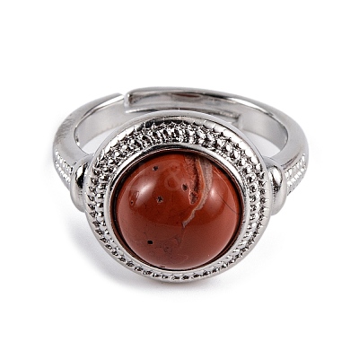 Natural Mixed Stone Round Adjustable Rings RJEW-K271-04P-1