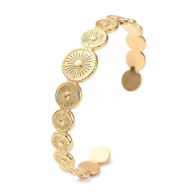 304 Stainless Steel Sun Cuff Bangles LS-BJEW-F457-25G-1