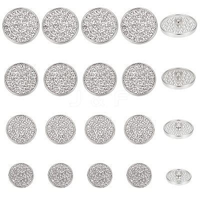 20Pcs 4 Styles 1-Hole Zinc Alloy Shank Buttons BUTT-OC0001-68-1