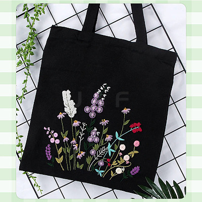 DIY Canvas Shoulder Bag Embroidery Starter Kit DIY-WH0386-47-1