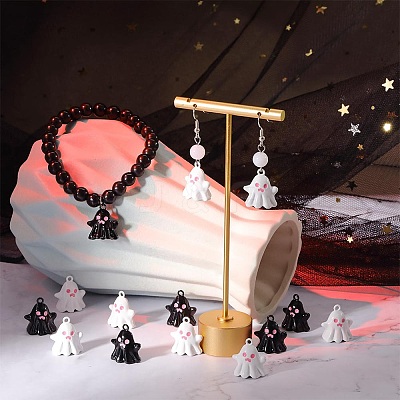 24Pcs 2 Colors Spray Painted Alloy Enamel Pendants FIND-SC0004-89-1