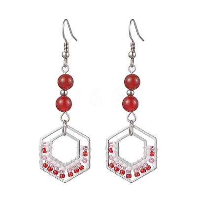 304 Stainless Steel Linking Ring Dangle Earring EJEW-MZ00132-1