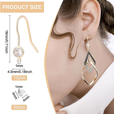 12Pcs Brass Earring Hooks KK-BC0008-48-1