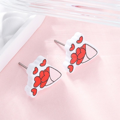 Wood Stud Earrings EJEW-M063-01D-1