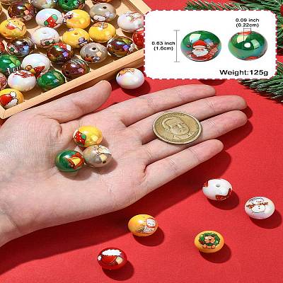 50Pcs Christmas Theme Printed Opaque Acrylic Beads OACR-CJ0002-20-1