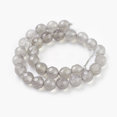 Natural Grey Agate Beads Strands G-G067-6mm-1-1