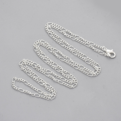 Brass Coated Iron Figaro Chain Necklace Making MAK-T006-03S-1