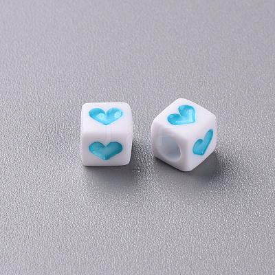 White Opaque Acrylic Beads X-MACR-T038-12-1