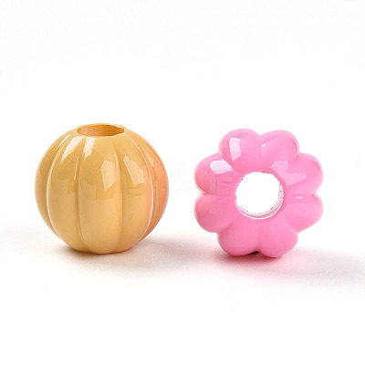 Opaque Acrylic European Large Hole Beads OACR-I015-66-1