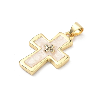 Brass Micro Pave Cubic Zirconia Pendants KK-P345-57G-1