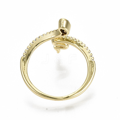 Brass Micro Pave Clear Cubic Zirconia Cuff Rings RJEW-S045-046G-NR-1