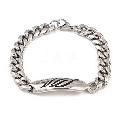304 Stainless Steel Cuban Link Chain Bracelets for Men Women BJEW-G766-05P-03-1