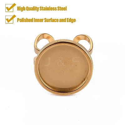 201 Stainless Steel Cuff Ring Findings STAS-S080-040D-G-1