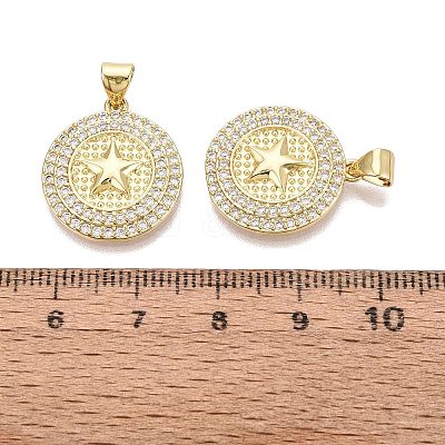 Brass Micro Pave Clear Cubic Zirconia Pendants KK-N287-43G-04-1