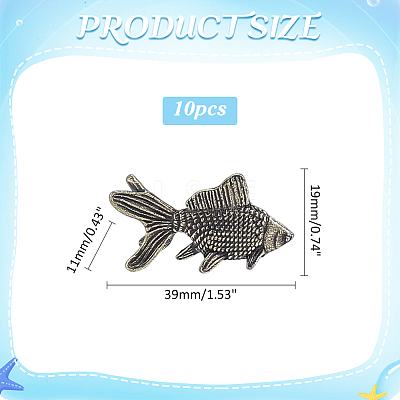 10Pcs Brass Fish Figurines Ornaments DJEW-ME0001-13AB-1