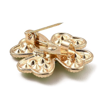 Alloy Glass Rhinestone Clover Brooches JEWB-K017-05KCG-1