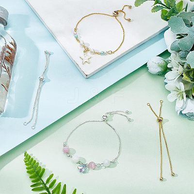 12Pcs 3 Colors Brass Box Chain Slider Bracelet Making KK-NB0001-79-1