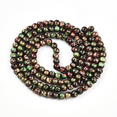 Baking Paint Glass Beads Strands DGLA-N003-6mm-B07-1