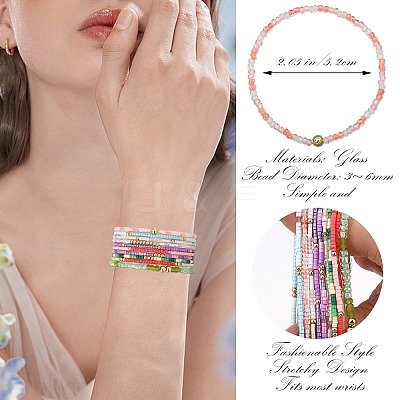 20Pcs 20 Colors Glass Seed Beaded Stretch Bracelet Sets BJEW-SW001593-1