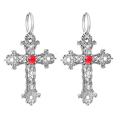 Alloy Cross Hoop Earrings WH-WG98969-01-1