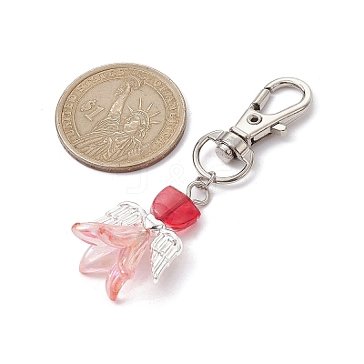 Angel Glass Pendant Decorations HJEW-JM01627-04-1