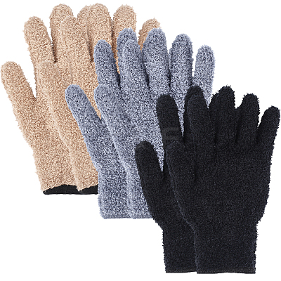 6Pcs 3 Colors Superfine Fiber Dedusting Gloves AJEW-CY0002-61-1