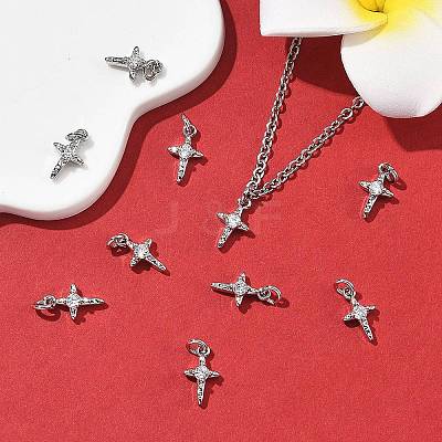 SHEGRACE Brass Micro Pave Clear Cubic Zirconia Pendants XGRQ2O696-453P-1
