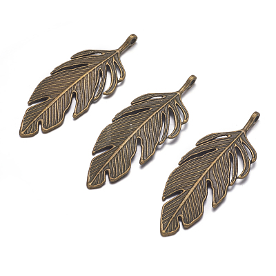 Tibetan Style Alloy Leaf Big Pendants X-PALLOY-A15448-AB-1