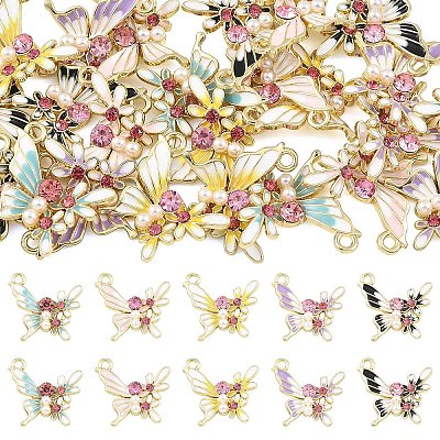 25Pcs 5 Colors Alloy Enamel Pendants ENAM-YW0008-73-1