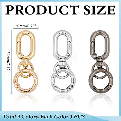 9Pcs 3 Colors Alloy Swivel Clasps HJEW-ME00045-1