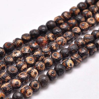 Natural Tibetan Style 3-Eye dZi Beads Strands G-P229-A-07I-6mm-1