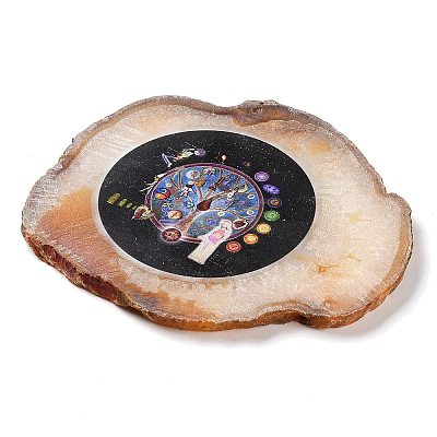Printed Natural Agate Slice Stone Ornament DJEW-M011-02E-1