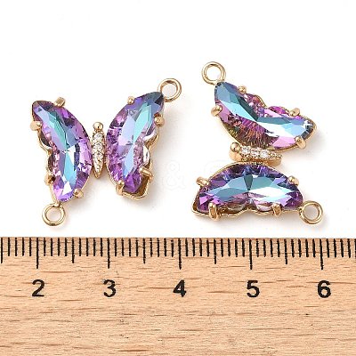 Brass Pave Faceted Glass Connector Charms FIND-Z020-04G-1