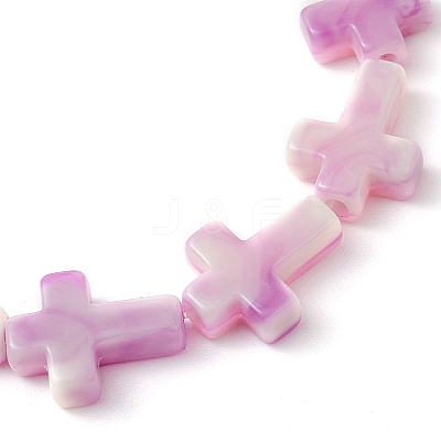 7Pcs 7 Colors Cross Acrylic Beads Stretch Bracelets for Women Men BJEW-JB11434-1
