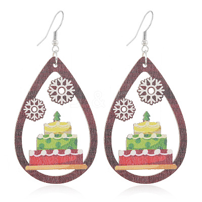 Easter Iron Wood Dangle Earrings WGB6572-01-1