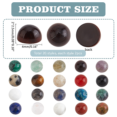 40Pcs 20 Styles Natural Mixed Gemstone Cabochons G-PH0002-55-1