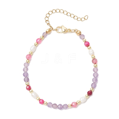 Natural Amethyst Beaded Bracelets BJEW-JB11763-03-1