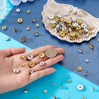 120Pcs Brass Rhinestone Spacer Beads RB-TA0001-36A-1