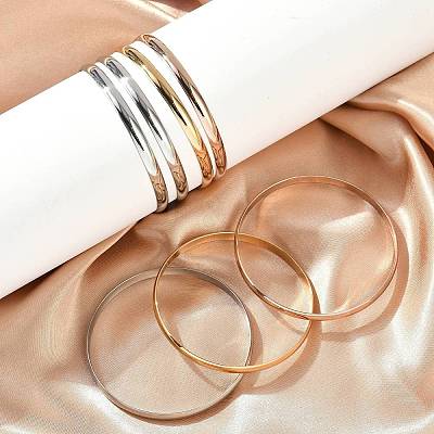 Fashion 201 Stainless Steel Bangle Sets BJEW-L664-024C-M-1-1