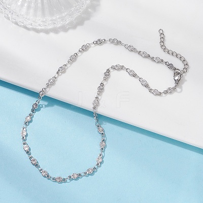 304 Stainless Steel Flower Link Chain Necklaces for Women NJEW-JN05587-1